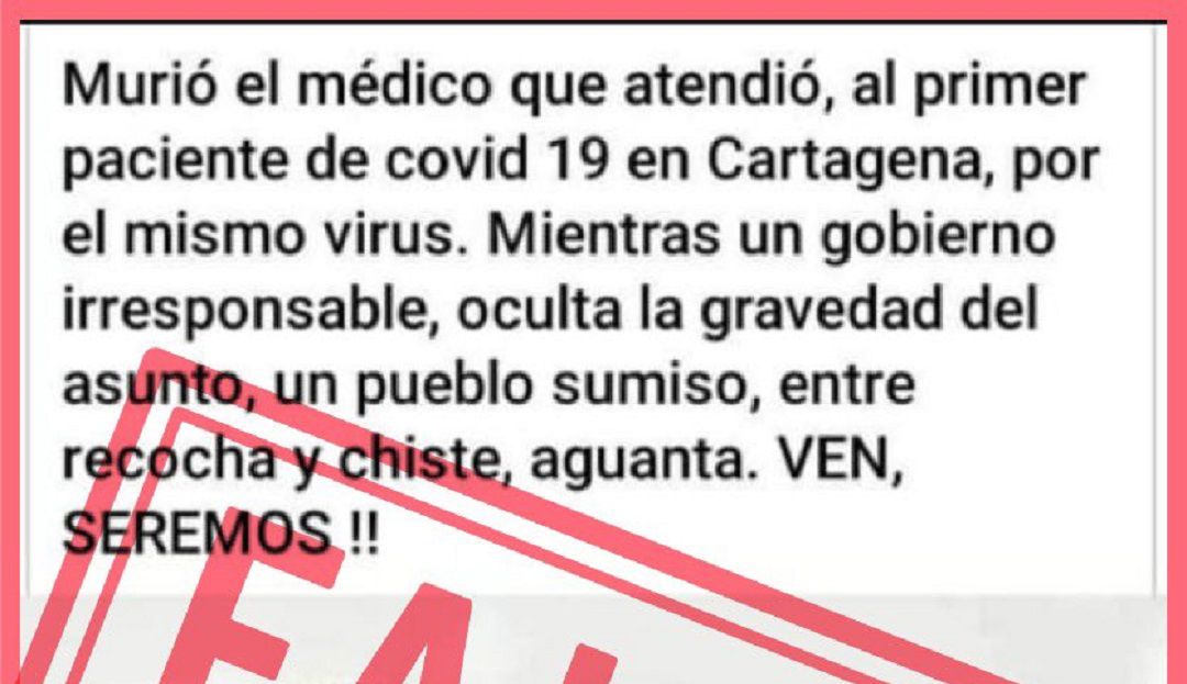 Coronavirus en Cartagena: Desmienten muerte de médico que atendió a taxista fallecido en Cartagena