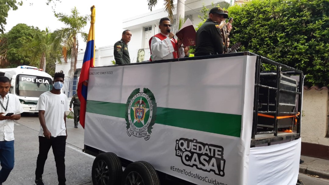 Con una procesión, la Policía celebró el Domingo de Ramos en Cartagena