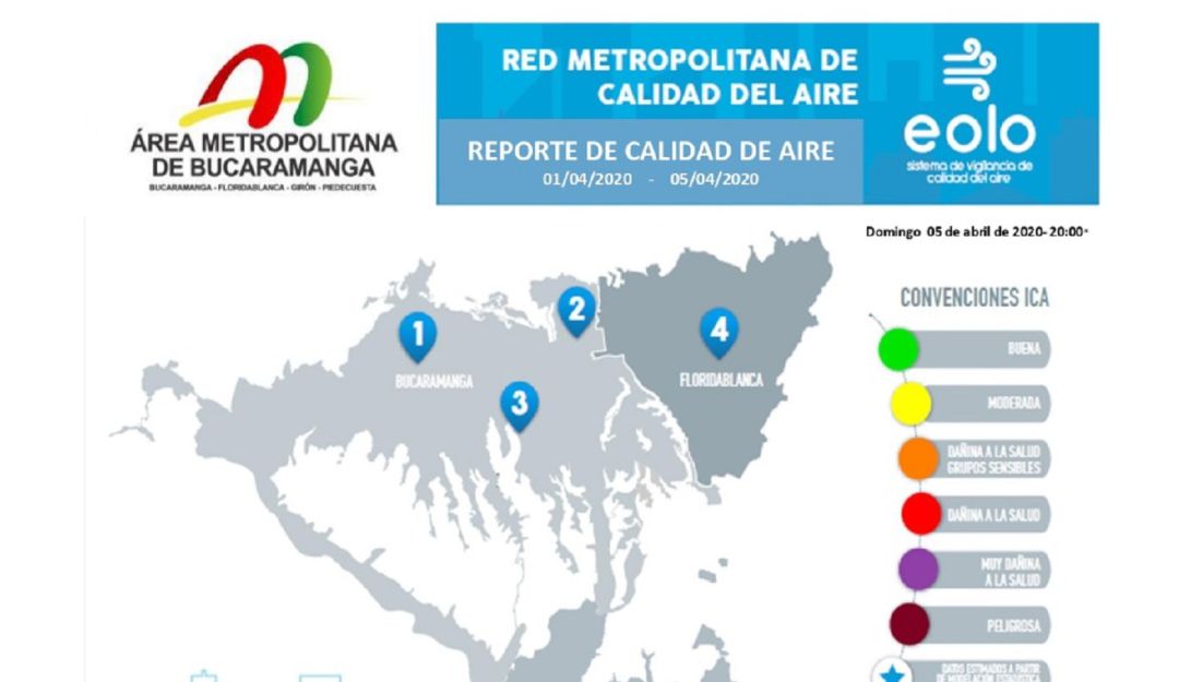 Bucaramanga ambiente calidad del aire area metropolitana: Calidad del aire está en rango moderado