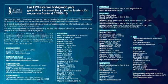 Teléfonos eps medicina: Las EPS habilitaron líneas y páginas webs para atender a sus afiliados Teléfonos eps medicina: Las EPS habilitaron líneas y páginas webs para atender a sus afiliados