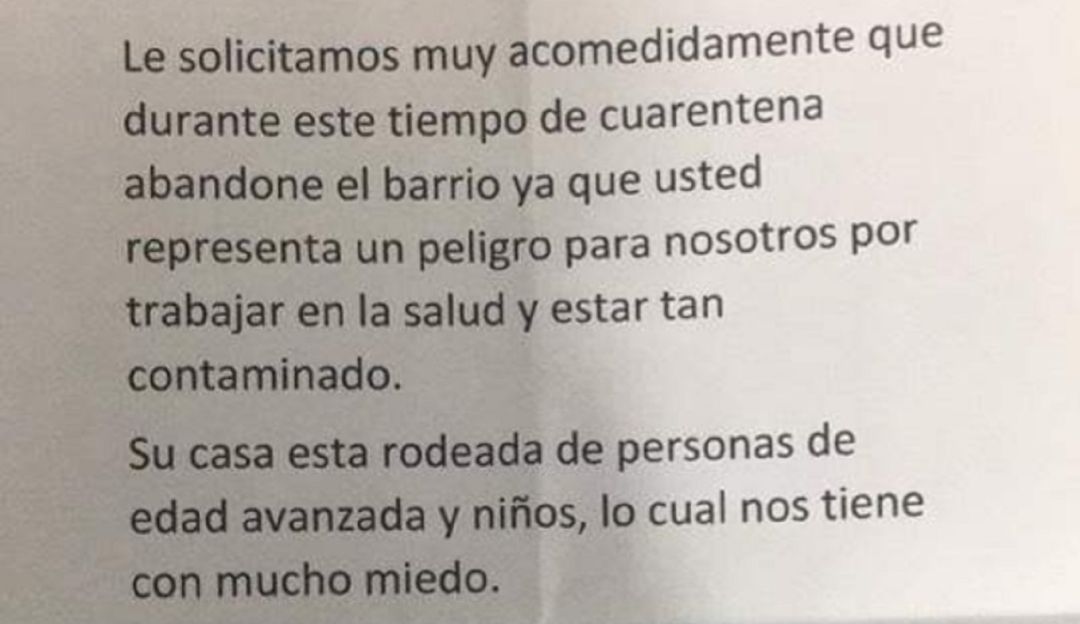 Carta enviada a un enfermero en Manizales