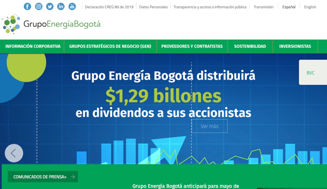 Pagos de dividendos Grupo de Energía Bogotá: Grupo de Energía Bogotá anticipará pagos de dividendos