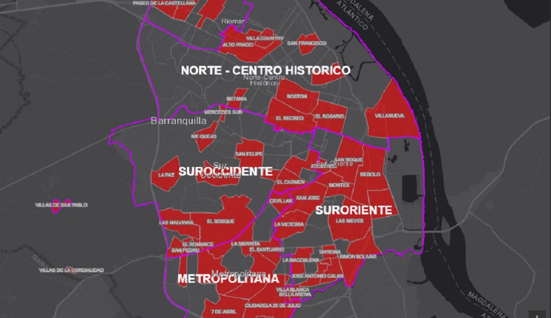 Coronavirus Barranquilla: Mapa del coronavirus: los barrios donde hay casos en Barranquilla