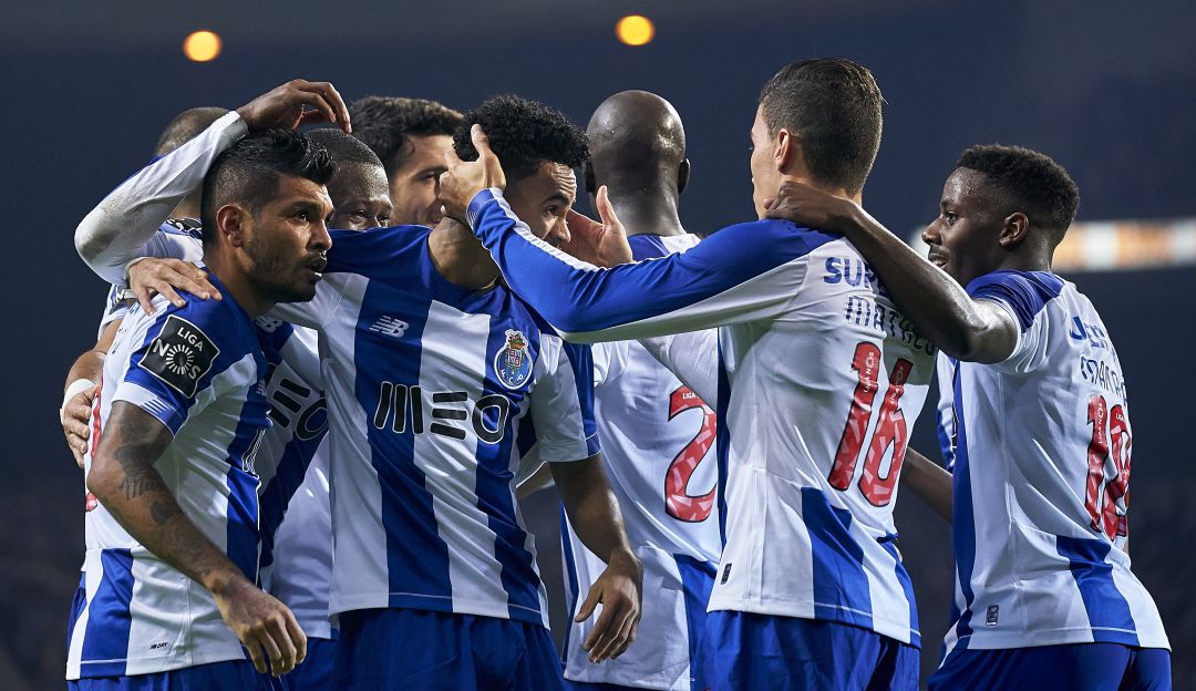 La plantilla del Porto durante un partido de la Liga de Portugal.