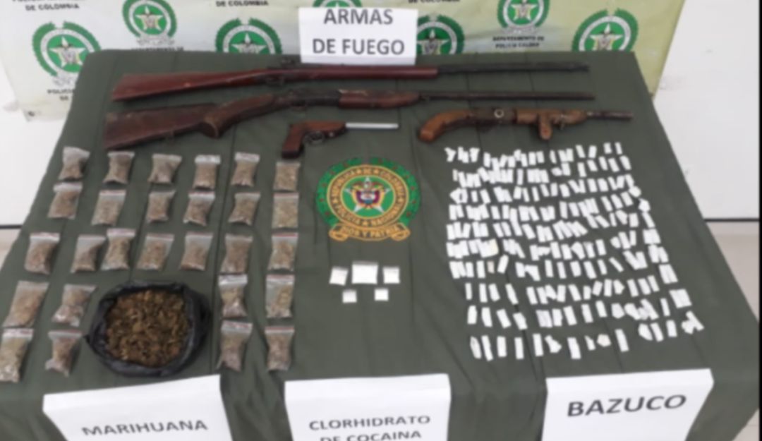 incautación; sustancias estupefacientes; Caldas; San José; Policía: Policía halla armas de fuego y sustancia estupefaciente en San José, Caldas
