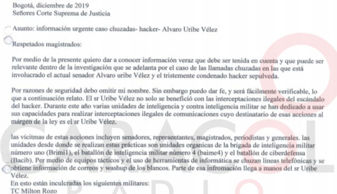 Álvaro Uribe Vélez Corte Suprema: El correo anónimo por el que le abrieron indagación preliminar a Uribe