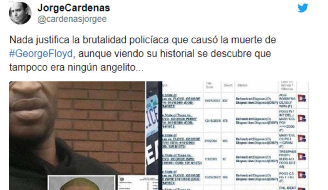Jorge Cárdenas y Hassam: Jorge Cárdenas dice que Floyd no era un "angelito" y le caen encima