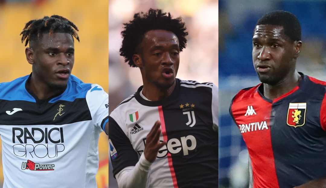Duván Zapata (izq.), Juan Guillermo Cuadrado (cen.) y Cristian Zapata (der.).