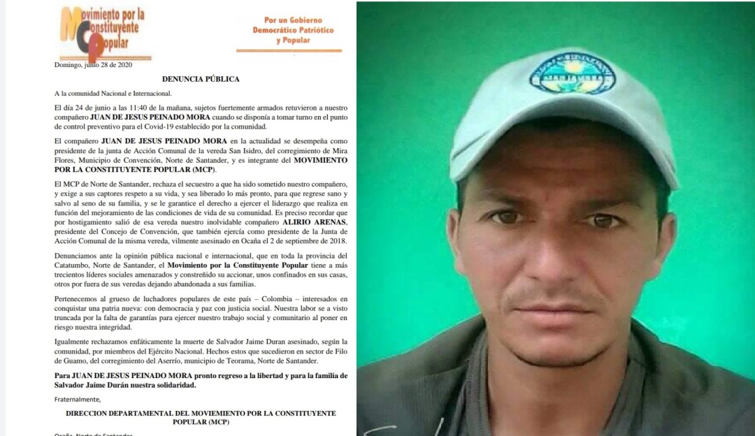 Secuestro en Norte de Santander: Líder comunal en el Catatumbo fue secuestrado por hombres armados