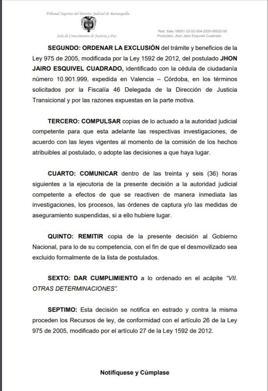 Secuestro de Melissa Martíne: Alias 'El tigre', excluido de Justicia y Paz Secuestro de Melissa Martíne: Alias 'El tigre', excluido de Justicia y Paz