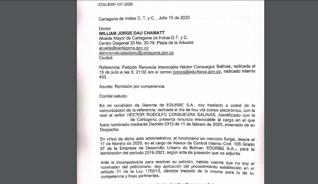 Contralor electro de Cartagena: Contralor electo de Cartagena sigue siendo funcionario de Edurbe