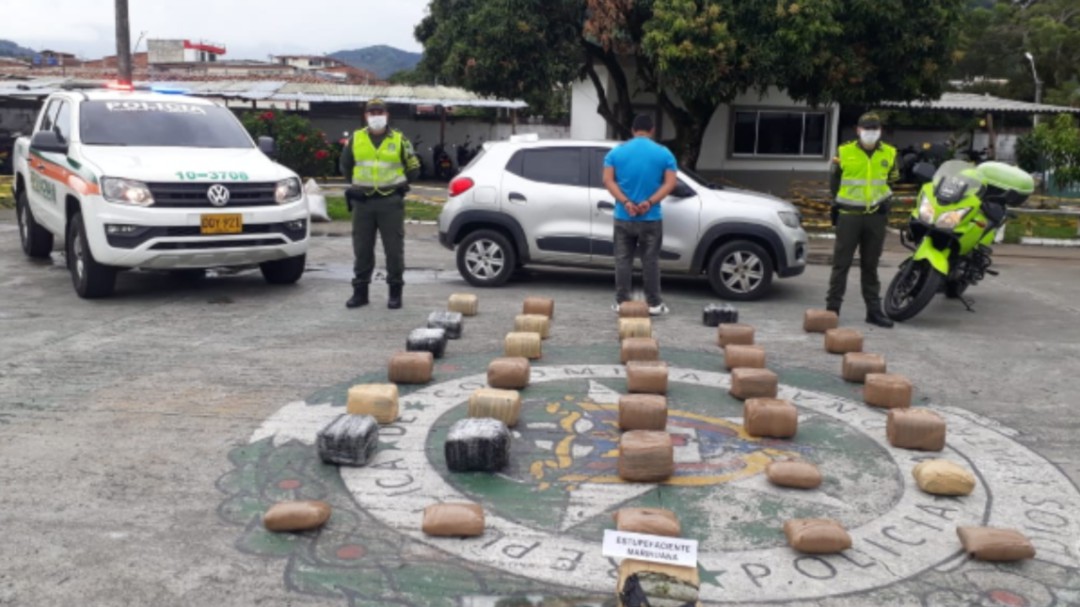 Incautan en vías de Caldas marihuana avaluada en $93 millones