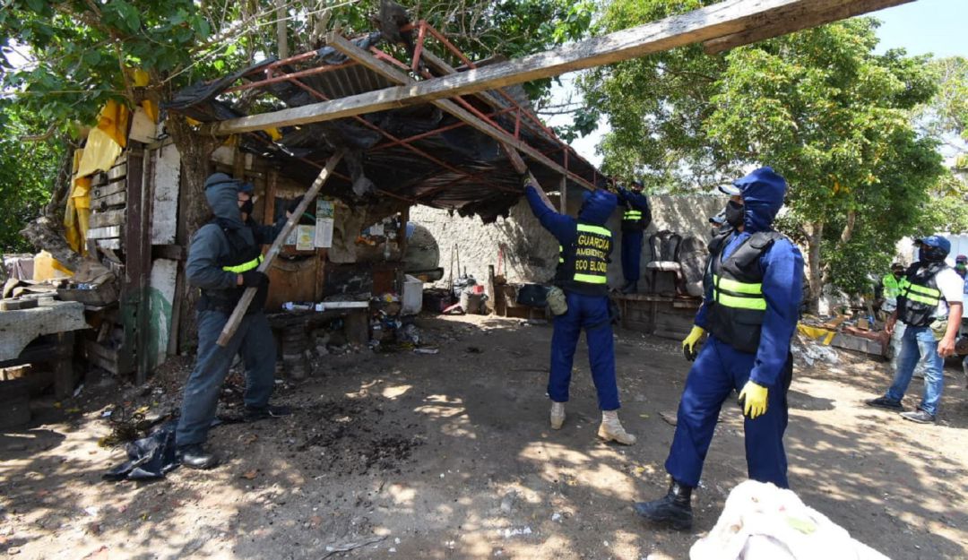 Ecobloque en Cartagena: En Cartagena, recuperan zona de bajamar invadida en el barrio Manga