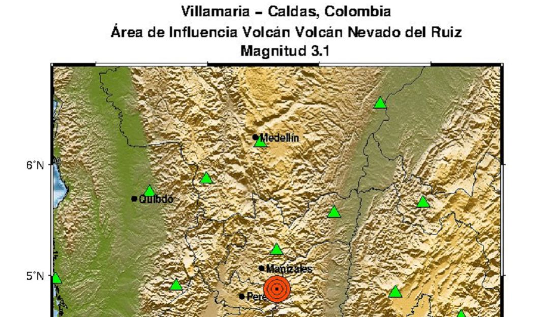 Movimiento sísmico asociado al volcán Nevado del Ruíz