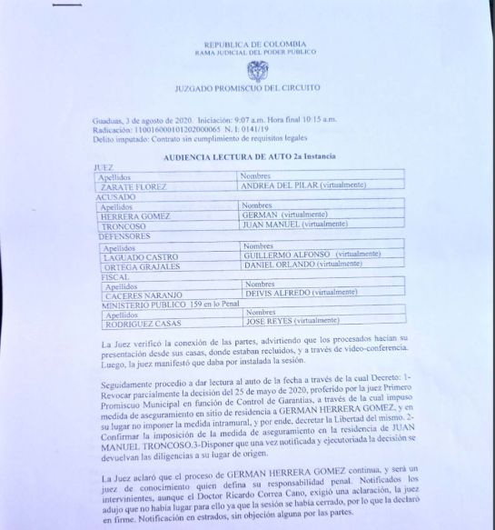 Corrupción Coronavirus COVID-19: En libertad alcalde Guaduas investigado por presunta corrupción Corrupción Coronavirus COVID-19: En libertad alcalde Guaduas investigado por presunta corrupción