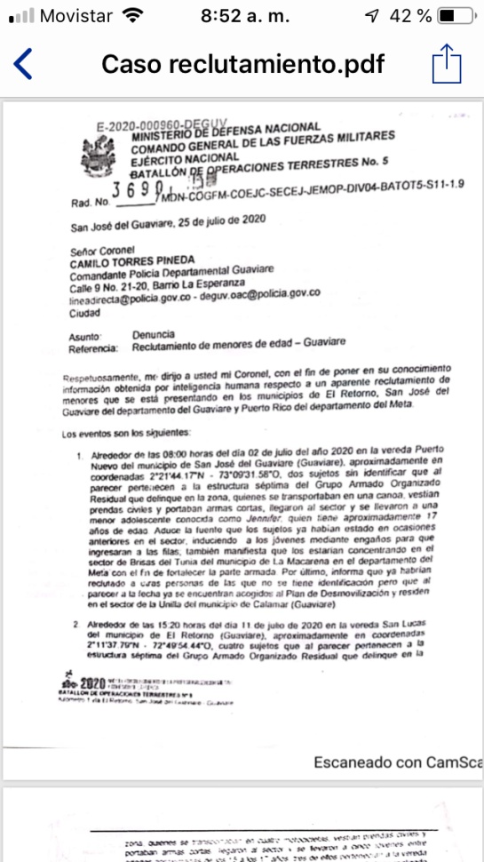 Reclutamiento menores: Guaviare confirma que sí se ha presentado reclutamiento de menores de edad Reclutamiento menores: Guaviare confirma que sí se ha presentado reclutamiento de menores de edad