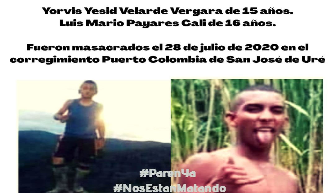san jose de ure sur de cordoba monteria jovenes masacres: Exigen justicia para el caso de dos jóvenes masacrados en San José de Uré