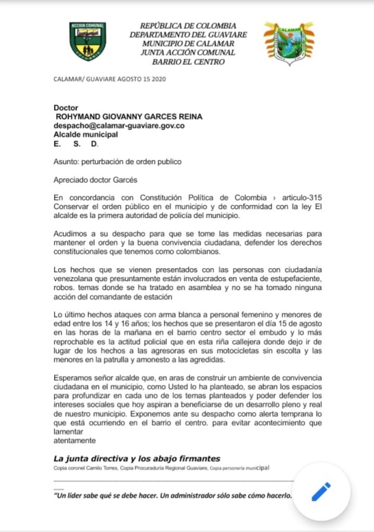 Venezolanos en Calamar: Habitantes reclaman orden ante desmanes de venezolanos en Calamar Venezolanos en Calamar: Habitantes reclaman orden ante desmanes de venezolanos en Calamar