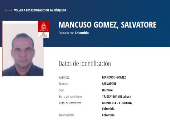 Salvatore Mancuso: Policía tardó 5 meses para publicar circular roja contra Mancuso: Tribunal Salvatore Mancuso: Policía tardó 5 meses para publicar circular roja contra Mancuso: Tribunal