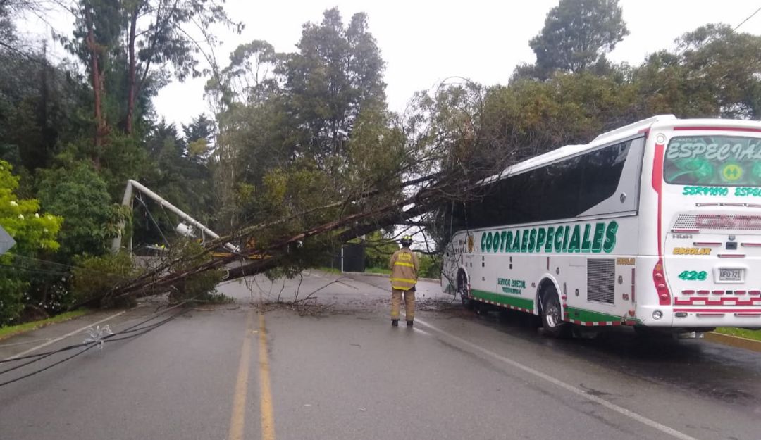 vía cerda al aeropuerto por envigado por caída de poste sobre un bus: Reabren la vía al aeropuerto de Rionegro, estuvo cerrada varias horas