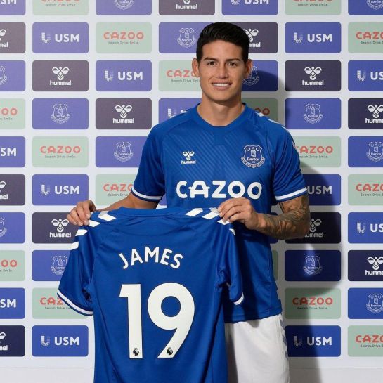 James: El número de camiseta que usará James Rodríguez en el Everton James: El número de camiseta que usará James Rodríguez en el Everton