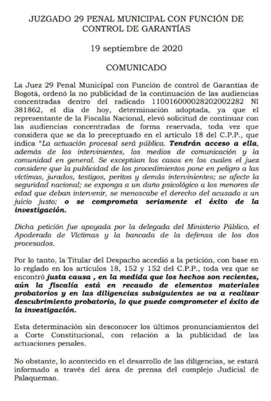 FiscalÍa imputa cargos a policías por homicidio de Javier Ordonez: Por petición de Fiscalía, declaran reservada audiencia del caso Ordóñez FiscalÍa imputa cargos a policías por homicidio de Javier Ordonez: Por petición de Fiscalía, declaran reservada audiencia del caso Ordóñez