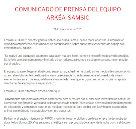 Caso Dopaje: Investigación al Arkea es únicamente a sus ciclistas colombianos Caso Dopaje: Investigación al Arkea es únicamente a sus ciclistas colombianos