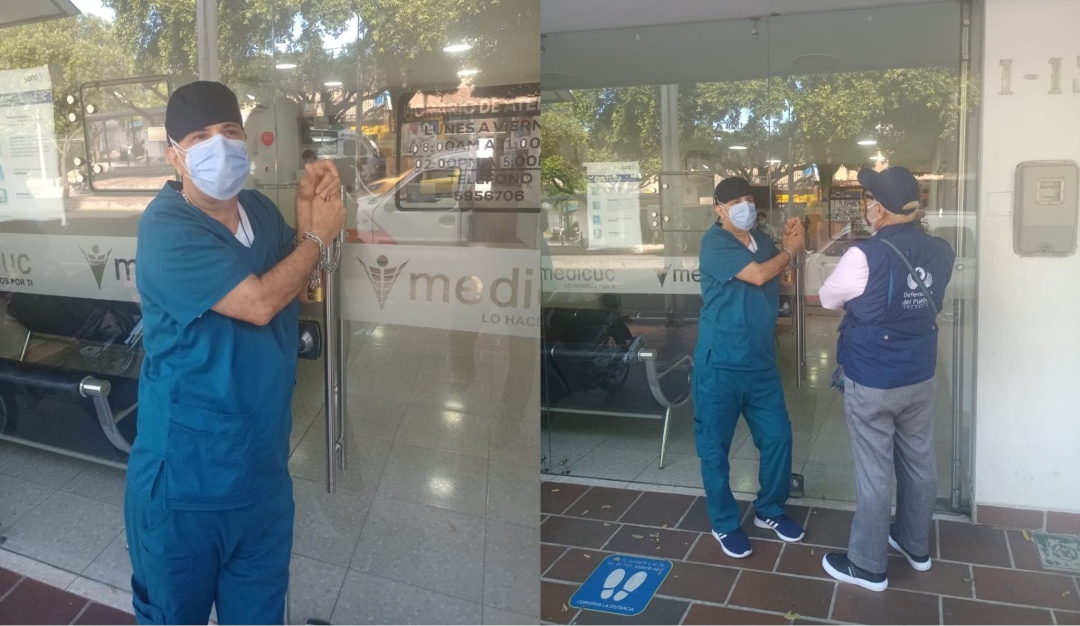 Médico se encadena para reclamar su salario: Médico en Cúcuta se encadena para reclamar su salario