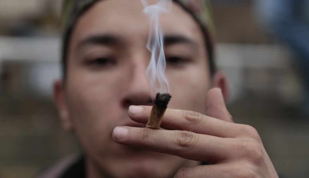 Bogotá 30 Enero 2017. Un grupo de consumidores de marihuana protestan denunciando que el nuevo código de Policía ataca al consumidor de esta droga de carácter recreativo.