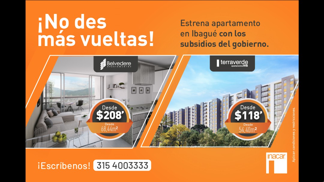 Compra apartamento en Ibagué y aprovecha los subsidios del Gobierno