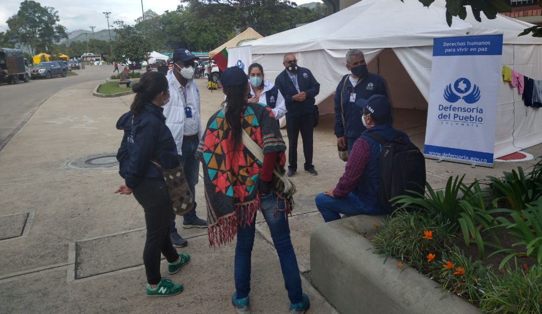 Minga Indígena: Defensoría del Pueblo instaló carpa de los derechos por minga indígena