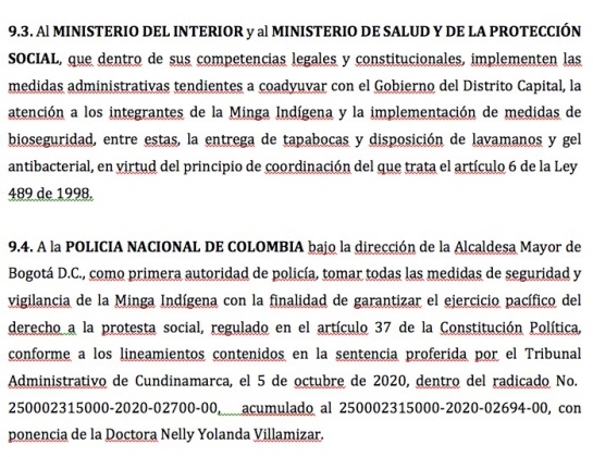 Minga Indígena: Ordenan a MinInterior apoyar a la Alcaldía en la atención de Minga Indígena Minga Indígena: Ordenan a MinInterior apoyar a la Alcaldía en la atención de Minga Indígena