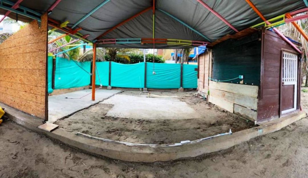 Construcción en zona de bajamar La Boquilla en Cartagena: El kiosco ya está terminado: habitantes de Morros 922 y edificios vecinos