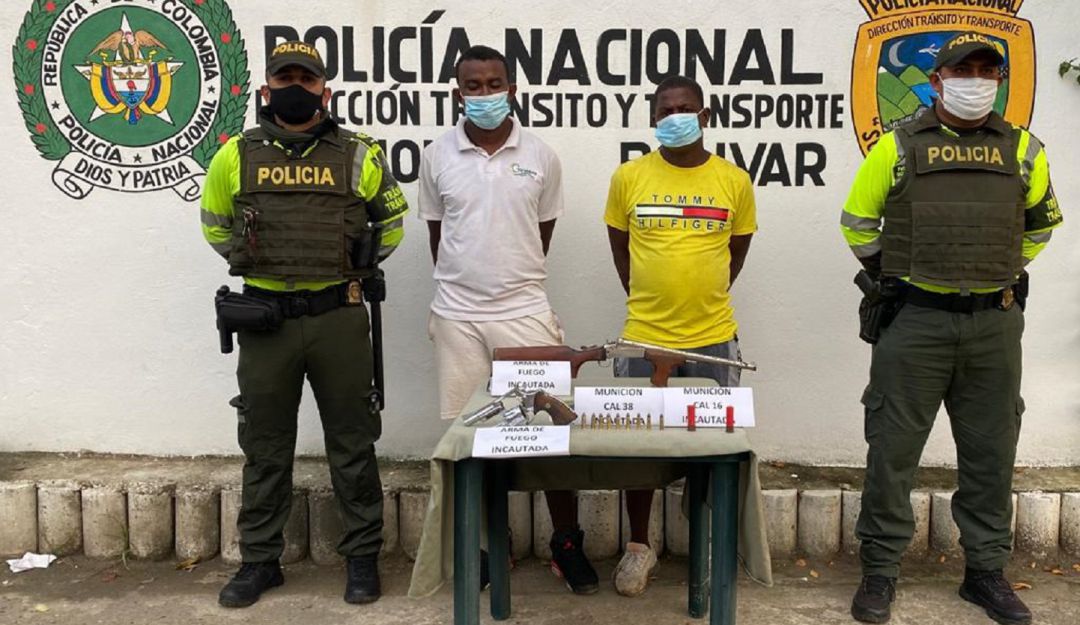 Capturas de la Policía en Bolívar: Capturan a dos hombres armados dentro de un bus intermunicipal en Bolívar