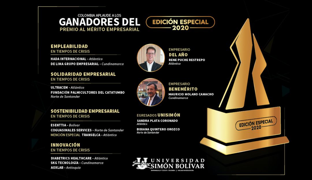 Univesidad Simón Bolívar premios: La Universidad Simón Bolívar premia a los ganadores al Mérito Empresarial