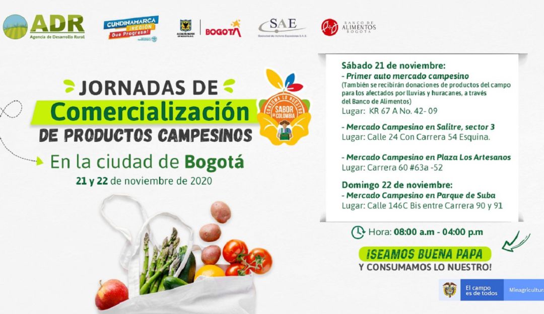 Mercados campesinos: Hoy y mañana habrá mercados campesinos en Bogotá