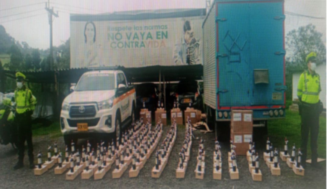 Botellas de vino de contrabando en Caldas: 124 botellas de vino de contrabando incautaron en vías de Caldas