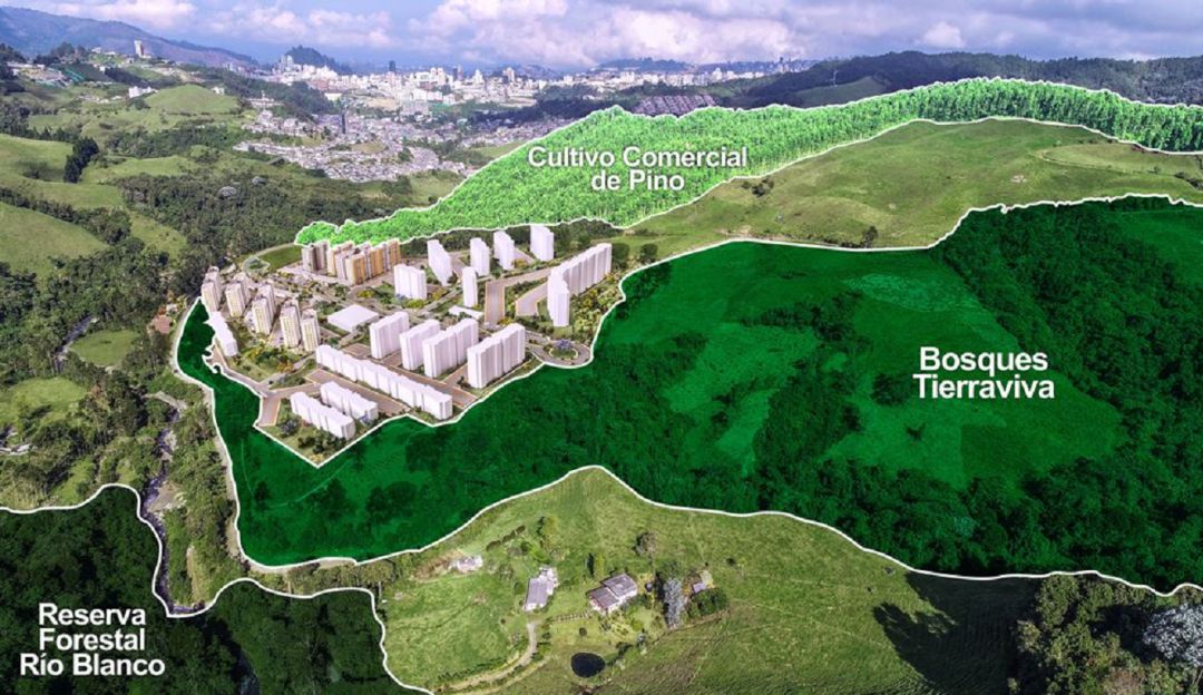 Mapa del sector del proyecto de vivienda en la Reserva de Río Blanco