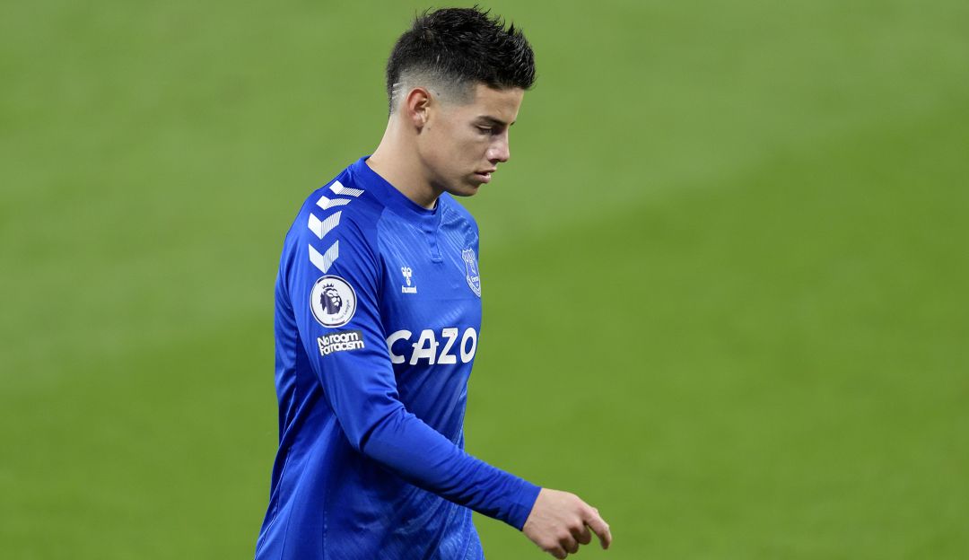 James Rodríguez será baja en los dos próximos partidos del Everton FC por lesión.