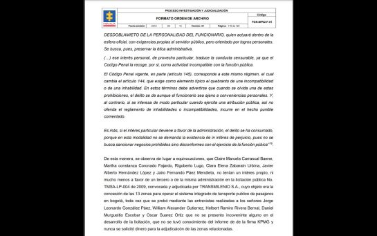 Fiscalía archivó investigación contra los estructuradores del SITP Fiscalía archivó investigación contra los estructuradores del SITP
