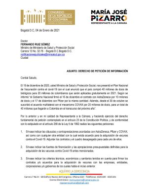 Vacuna Coronavirus Colombia: Congresista pide que sea pública información sobre adquisición de vacuna Vacuna Coronavirus Colombia: Congresista pide que sea pública información sobre adquisición de vacuna