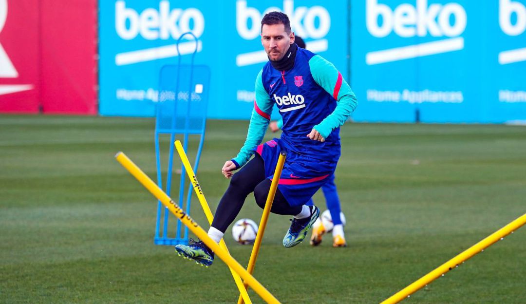 Lionel Messi durante su práctica previa al duelo de la Copa del Rey.