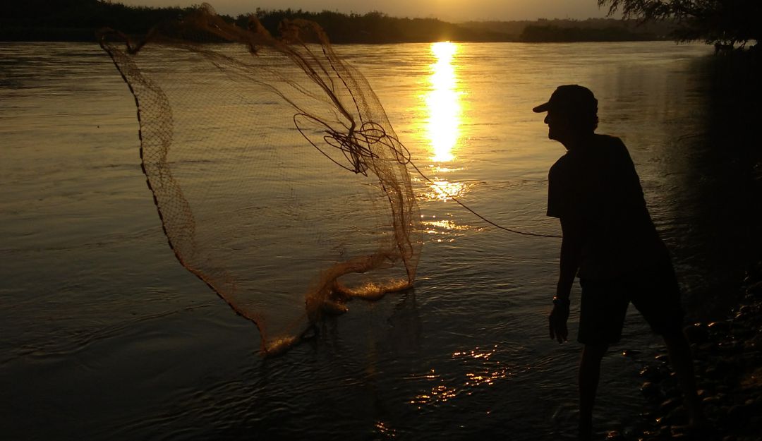 Pescador en el río Magdalena
