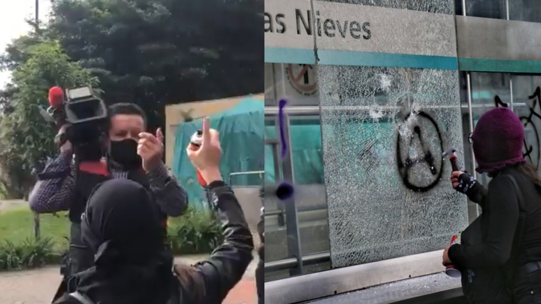 Agresión a un camarógrafo y disturbios en la marcha del Día de la Mujer