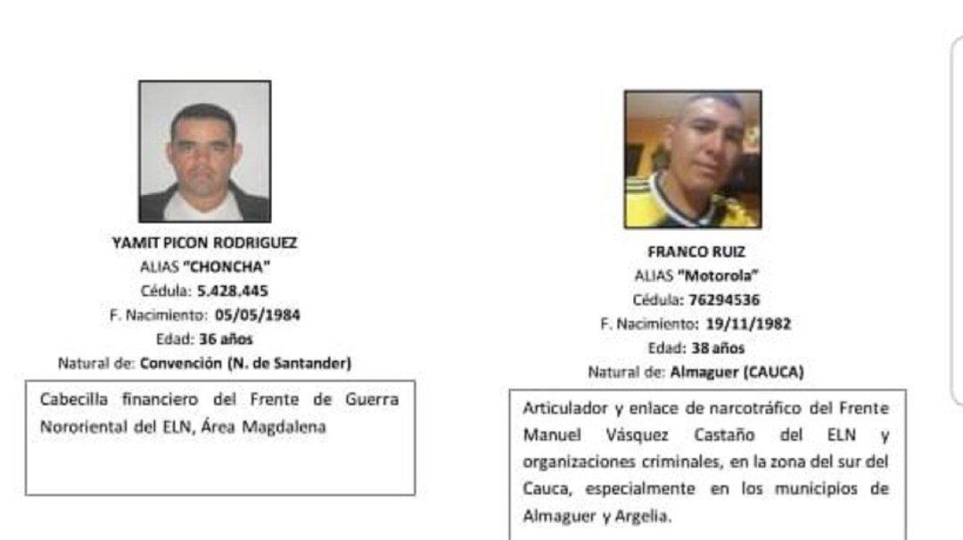 Estos son los otros tres miembros del ELN que serán extraditados a EE.UU.