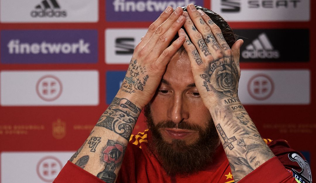 Sergio Ramos jugó cinco minutos con la selección de España ante Kosovo.