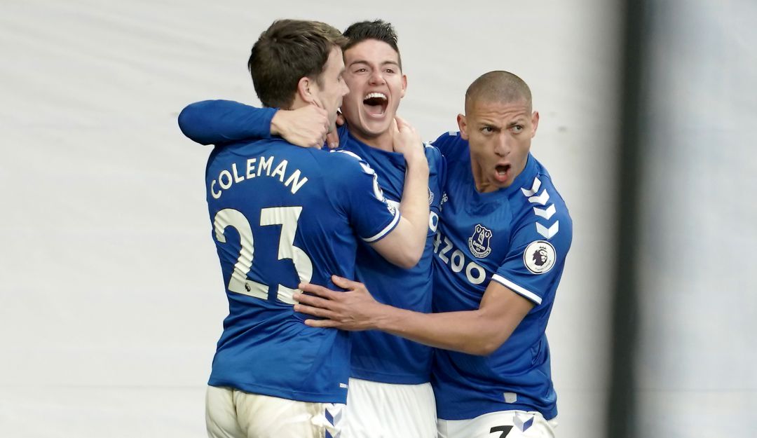 James Rodríguez celebrando su gol contra el Crystal Palace