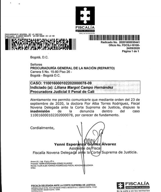 La funcionaria investigada por presuntamente estar al servicio de la mafia denunció a fiscales, agentes de Policía y Procuraduría. La funcionaria investigada por presuntamente estar al servicio de la mafia denunció a fiscales, agentes de Policía y Procuraduría.