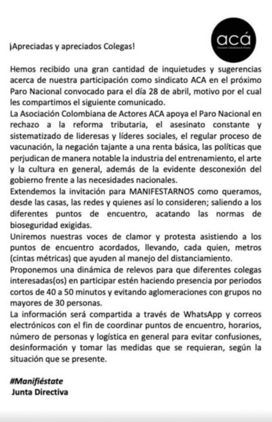 Julián Román, Alejandro Riaño y otros actores que protestaron este 28A Julián Román, Alejandro Riaño y otros actores que protestaron este 28A