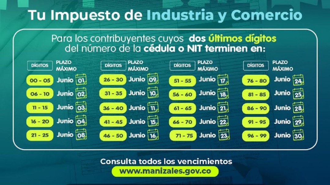 Definidas las fechas para el pago de Industria y Comercio
